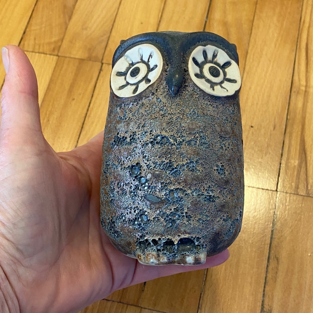 Brown Ceramic Owl Vase